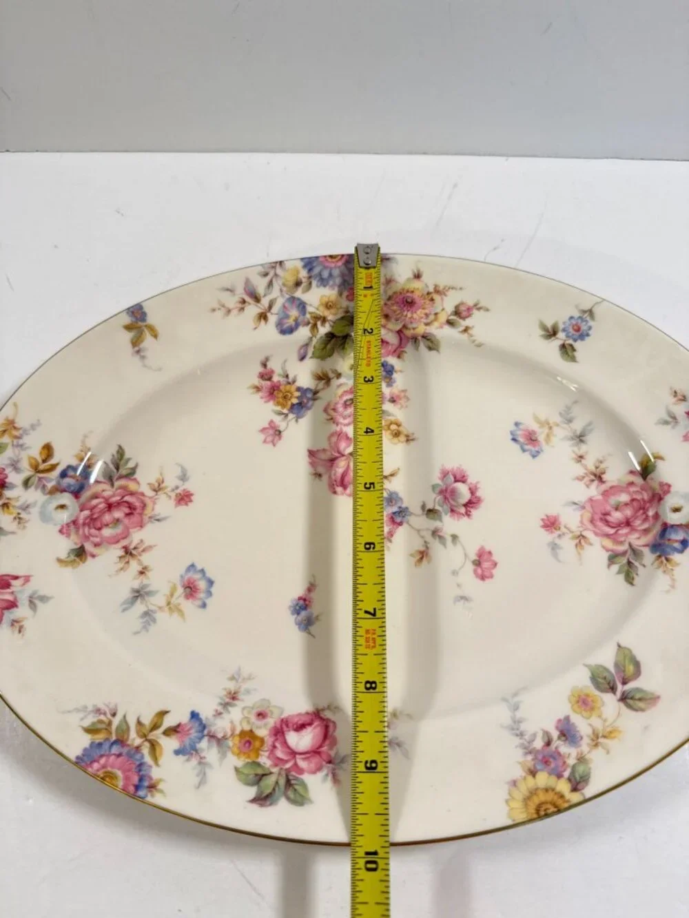 Vintage Sunnybrooke Castleton Oval Serving Platter Dish Floral Gold Trim 13